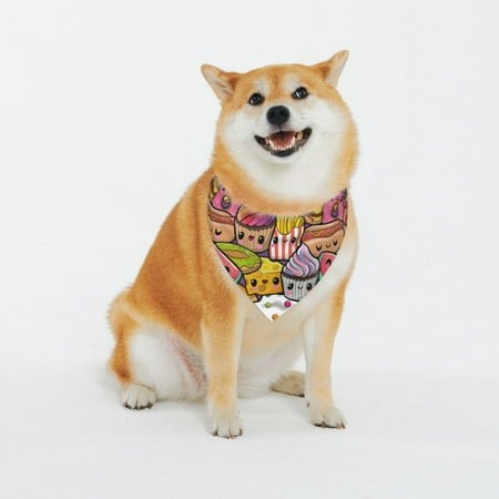 Easygdp Fruit-Flavored Ice-Cream Dog Bandanas  Triangle Reversible Pet Scarf Premium Durable Fabric Bandana for Small and Medium Dogs-XX-Large