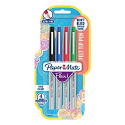 Paper Mate Flair Felt-Tip Pens, Ultra-Fine Point, 0.4 Mm, Assorted Colors, Pack of 4 Pens