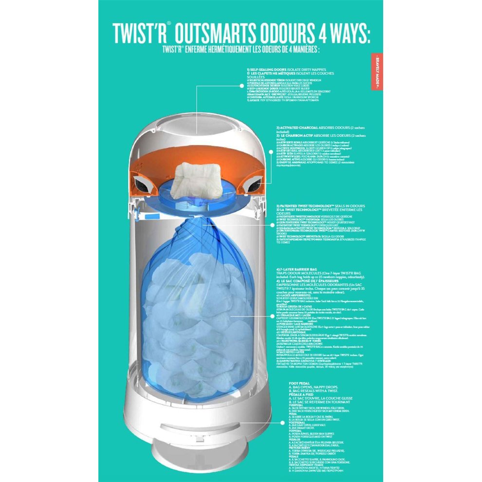 Prince Lionheart Twist'r Nappy Disposal System Refill Bags 20 Pack thumbnail