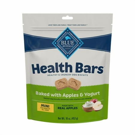 Blue Buffalo Health Bars Mini HYZ01 Crunchy Dog Biscuits  Oven-Baked with Natural Ingredients  Apples & Yogurt  16-oz. Bag
