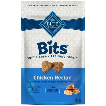 Blue Buffalo Bits Soft OIF8 Dog Treats for Training  Made with Natural Ingredients & Enhanced with DHA  Chicken Recipe  19-oz Bag