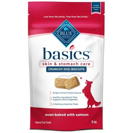 Blue Buffalo Basics Crunchy MMF7 Dog Biscuits for Skin & Stomach Care  Limited Ingredient Diet Dog Treats  Salmon & Potato Recipe  6-oz. Bag