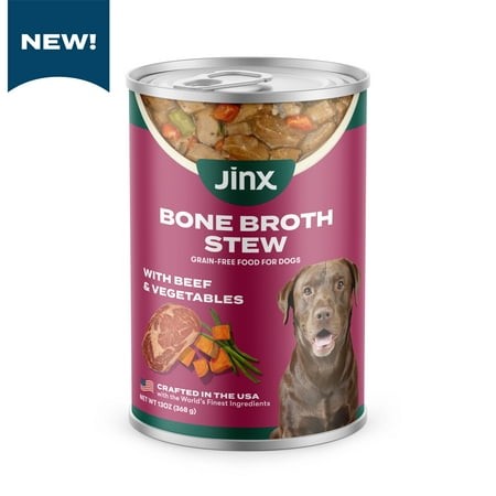 Jinx Bone Broth Stew Grain-Free Beef & Vegetables Wet Dog Food  13 Oz Can