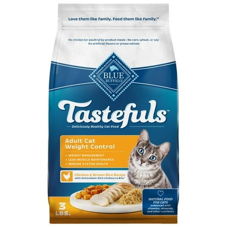 Blue Buffalo Tastefuls Adult OIF8 Dry Cat Food for Weight Management  Made in the USA with Natural Ingredients  Chicken Recipe  3-lb. Bag