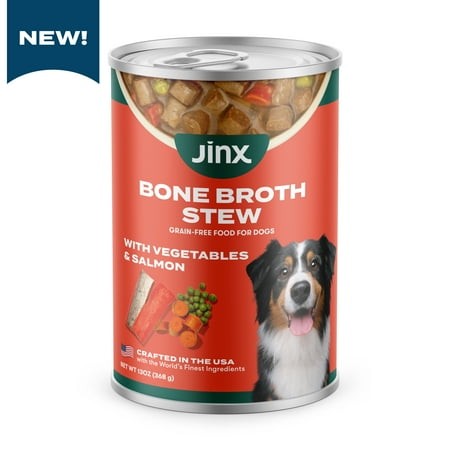Jinx Bone Broth Stew Grain-Free Salmon & Vegetables Wet Dog Food  13 Oz Can