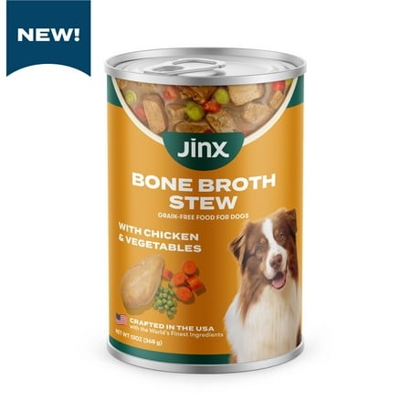 Jinx Bone Broth Stew Grain-Free Chicken & Vegetables Wet Dog Food  13 Oz Can