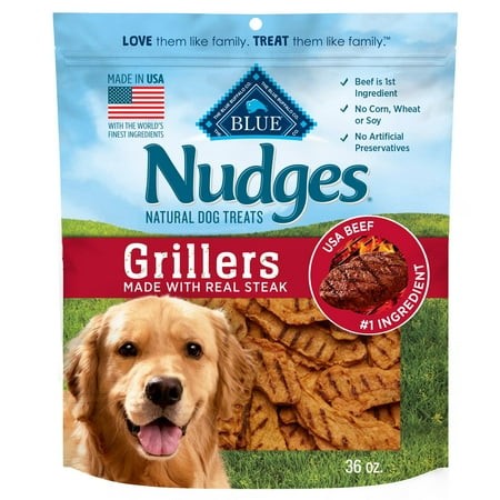 Blue Buffalo Nudges Grillers STF9 Natural Dog Treats with Real USA Beef  Made in the USA  Steak  36-oz Bag