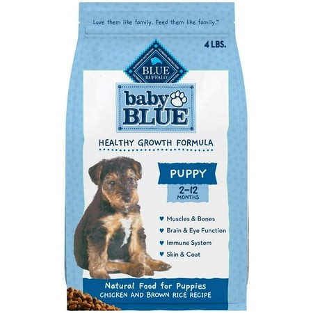 Blue Buffalo Baby Blue Natural Dry Food for Puppies  Healthy Growth Formula with DHA  Savory Chicken Recipe  4-lb. Bag