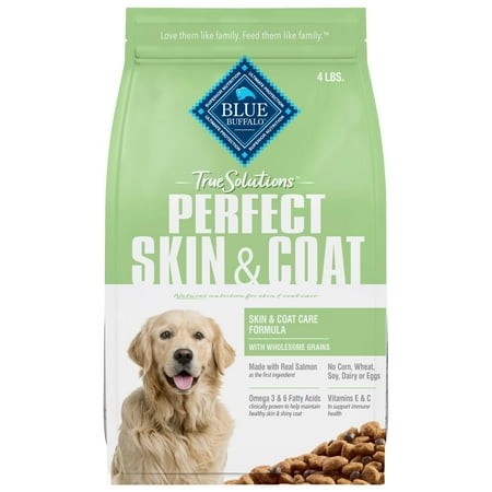 Blue Buffalo True Solutions MMF7 Perfect Skin & Coat Natural Dry Food for Adult Dogs  Salmon  4-lb Bag