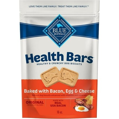 Blue Buffalo Health Bars Crunchy Dog Biscuits  Oven-Baked with Natural Ingredients  Bacon  Egg & Cheese   16-oz. Bag