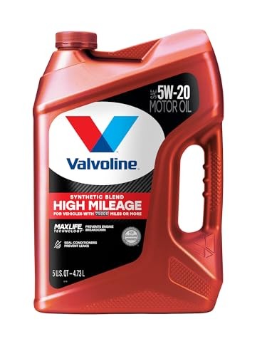 Valvoline High Mileage with MaxLife Technology 5W-20 Synthetic Blend Motor Oil 5 QT, Case of 3 thumbnail