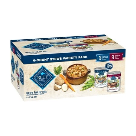 Blue Buffalo Blue S Stew STF9 Natural Wet Dog Food  Made with Natural Ingredients  Hearty Beef and Country Chicken Variety Pack  12.5-oz. Cans  6 Coun