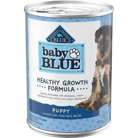 Blue Buffalo Baby BLUE Natural Puppy Wet Dog Food  Healthy Growth Formula with DHA  Chicken and Vegetable Recipe  12.5-oz. Cans