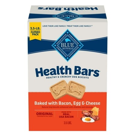Blue Buffalo Health Bars MMF7 Crunchy Dog Biscuits  Oven-Baked with Natural Ingredients  Bacon  Egg & Cheese  3-lb Box