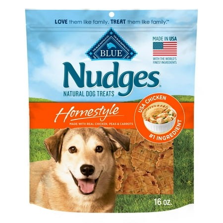 Blue Buffalo Nudges Homestyle Natural HYZ01 Dog Treats  Made in the USA with Real Chicken  Peas  and Carrots  16-oz. Bag