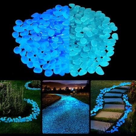Glow in the Dark Rocks  100 Pcs Blue Glowing Rocks for Outdoor Decor  Glowing Water for Fish Tank Gravel for Backyard Walkway Paths or Driveways
