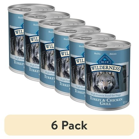 (6 Pack) Blue Buffalo Wilderness Adult Wet Dog Food  Turkey & Chicken Grill  12.5-oz. Can