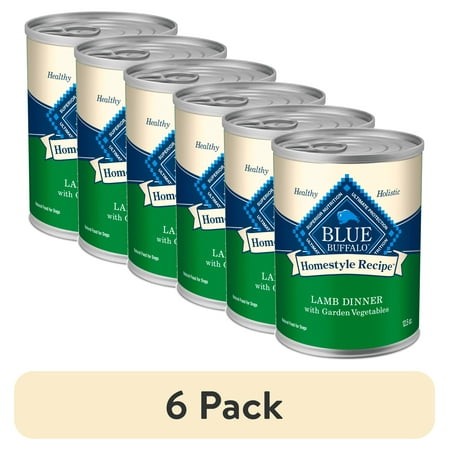(6 Pack) Blue Buffalo Homestyle Recipe Adult Wet Dog Food  Lamb Dinner  12.5-oz. Can
