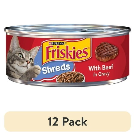 (12 Pack) Purina Friskies Shreds  Beef in Gravy  Wet Cat Food  5.5 Oz Can