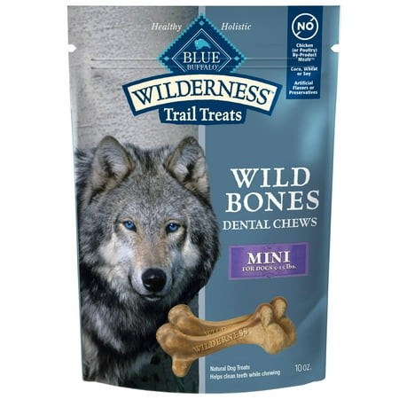 Blue Buffalo Wilderness Wild SBF3 Bones Grain-Free Dental Chews Dog Treats  Mini  10-oz Bag