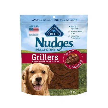 Blue Buffalo Nudges Grillers Natural Dog Treats  MHD1Made in the USA with Real Steak  16-oz Bag