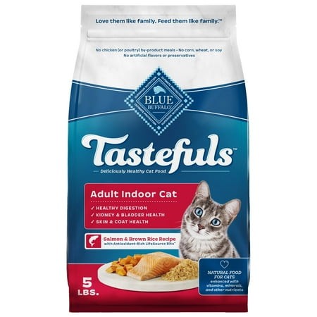 Blue Buffalo Tastefuls Dry Food  Adult Indoor Cat  Salmon and Brown Rice  5-lb. Bag