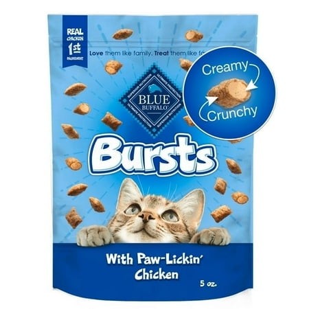 Blue Buffalo Bursts Chicken Flavor Crunchy Treats for Cats  Whole Grain  5 Oz. Bag - 6 Pack