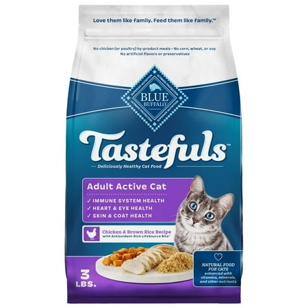 Blue Buffalo Tastefuls Active IRF13 Cat Dry Cat Food  Made in the USA with Natural Ingredients  Chicken & Brown Rice Recipe  3-lb. Bag
