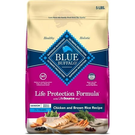 Blue Buffalo Life Protection Formula Small Breed Senior Dry Dog Food Supports Joint Health and Immunity Made with Natural Ingredients Chicken and Brow