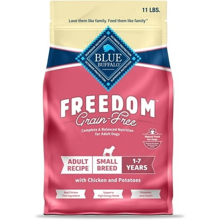Blue Buffalo Freedom Grain-Free Small Breed Dry Dog Food Supports High Energy Needs Made in the USA with Natural Ingredients Chicken and Potatoes 11-l