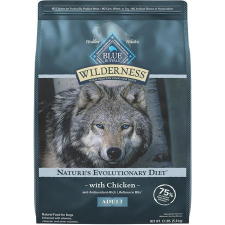 Blue Buffalo Wilderness Natural High-Protein Dry Food for Adult Dogs Chicken Recipe 13-lb. Bag