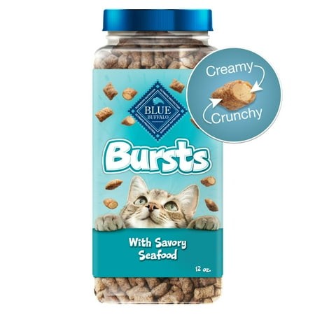 Blue Buffalo Bursts Crunchy TMA2 & Creamy Cat Treats  Great for Training  Savory Seafood  12-oz Tub