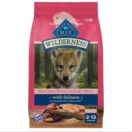 Blue Buffalo Wilderness High-Protein TMA2 Natural Dry Food for Puppies  Salmon Recipe  4.5-lb. Bag