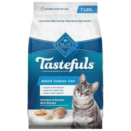 Blue Buffalo Tastefuls Natural Dry Food for Adult Indoor Cats  Chicken & Brown Rice Recipe  7-lb. Bag C47
