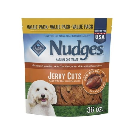 Blue Buffalo NudgesEGSC Jerky Cuts Dog Treats  Made in the USA with Natural Ingredients  Chicken & Duck  36-oz Bag