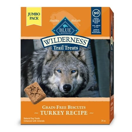 Blue Buffalo Wilderness Trail Treats High ATT1Protein Grain Free Dog Biscuits Crunchy Dog Treats  Turkey Recipe  24-oz Bag