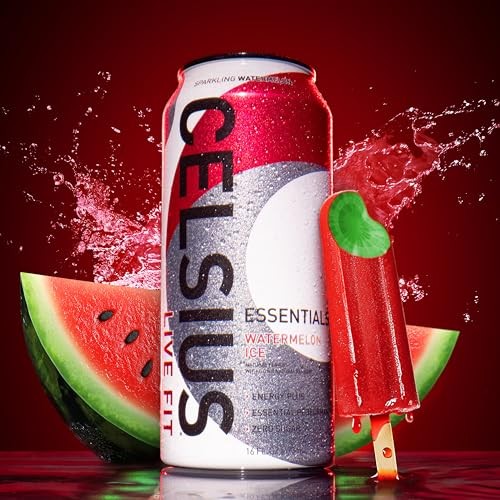 CELSIUS ESSENTIALS™ Sparkling Watermelon Ice, Sugar Free Performance Energy Drink, 16 Fl Oz (Pack of 12) thumbnail