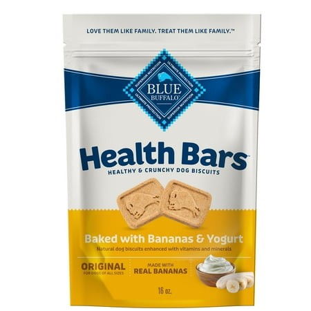 Blue Buffalo Health Bars Crunchy Dog COC1Biscuits  Oven-baked Dog Treats Made with Natural Ingredients  Bananas & Yogurt  16-oz Bag