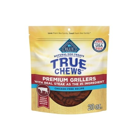 Blue Buffalo TrueEGSC Chews Premium Grillers Dog Treats  Made in the USA with Natural Ingredients  Steak  20-oz Bag