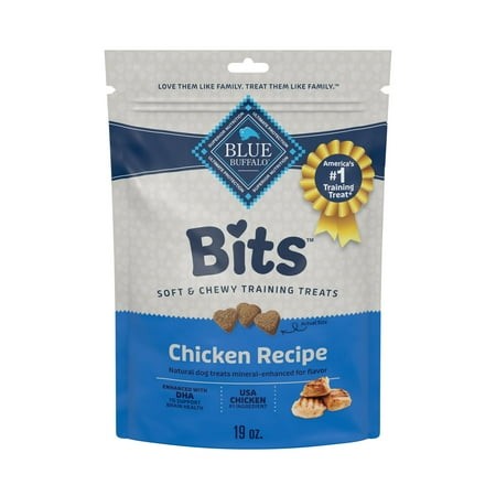 Blue Buffalo BitsEGSC Soft Dog Treats for Training  Made with Natural Ingredients & Enhanced with DHA  Chicken Recipe  19-oz Bag