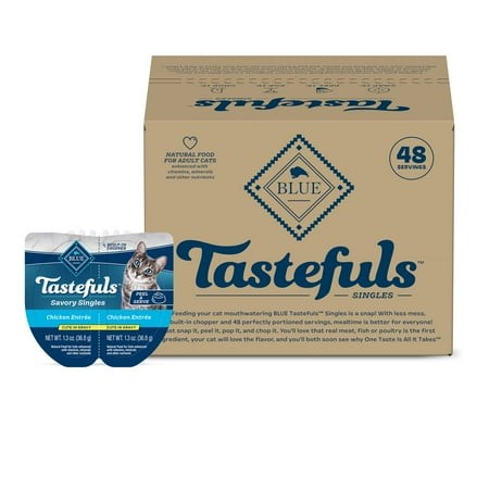 Blue Buffalo Tastefuls Savory IRF13 Singles Natural Wet Cat Food in Gravy  2.6-oz. Twin-Pack Trays  Chicken Entreé (24 Count)