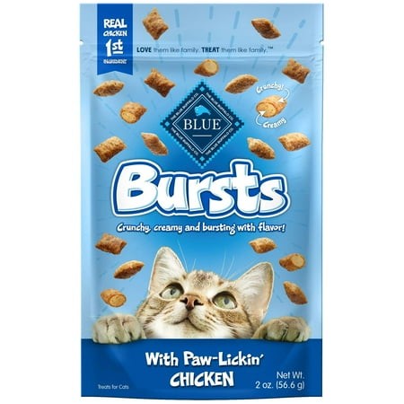 Blue Buffalo BurstsEGSC Crunchy & Creamy Cat Treats  Great for Training  Paw-Lickin  Chicken  2-oz Bag ( 6 Pack)