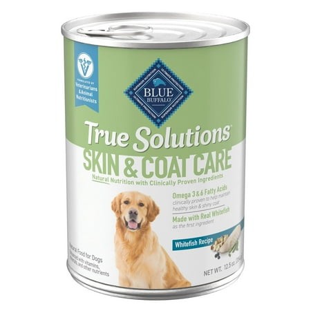 Blue Buffalo True Solutions IRF13 Skin & Coat Care Wet Dog Food for Adult Dogs  Made with Natural Ingredients  Whitefish  12.5-oz. Cans (12 Count)