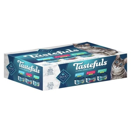 Blue Buffalo Tastefuls Natural TGF4 Flaked Wet Cat Food Variety Pack  Tuna  Chicken and Fish & Shrimp Entrées in Gravy 5.5-oz Cans (12 Count - 4 of E