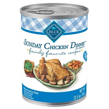 Blue Buffalo Family Favorites IRF13 Adult Wet Dog Food  Made with Natural Ingredients  Sunday Chicken Dinner  12.5-oz Can (Pack of 12)