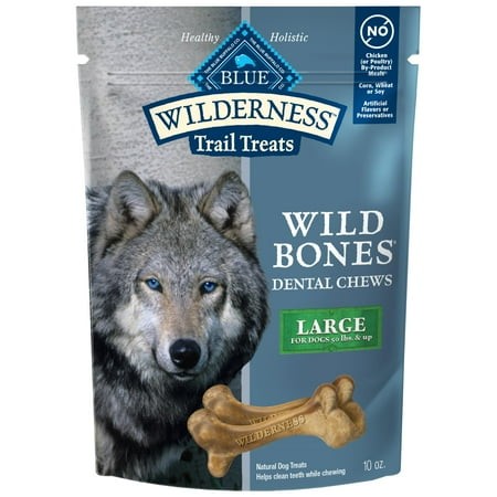 Blue Buffalo WildernessEGSC Trail Treats Wild Bones Large Dental Chews  Grain-Free Dog Bones for Large Dogs Made with Natural Ingredients  10-oz Bag