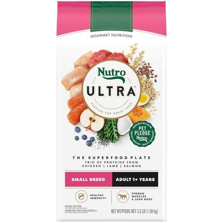 Nutro Ultra Adult Small IRF13 Breed Dry Dog Food  Chicken  Lamb and Salmon Protein Trio  3.5 Lb. Bag