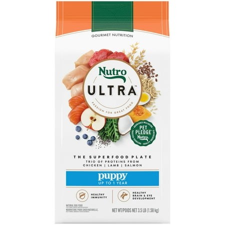 Nutro Ultra High Protein XEF1 Dry Puppy Food  Trio of Proteins from Chicken  Lamb and Salmon  3.5 Lb. Bag