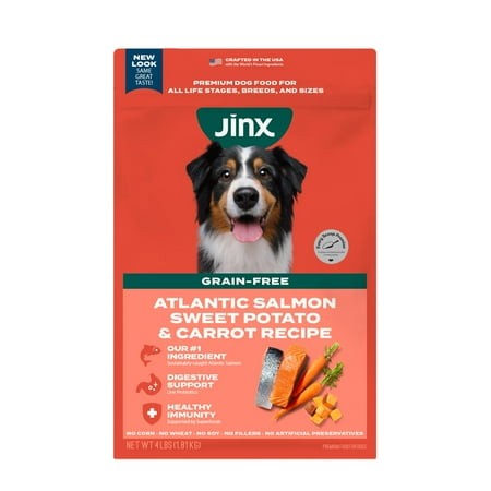 Jinx Premium Grain-Free Dry Dog Food  AIS1 for All Real Salmon  Sweet Potato & Carrot Puppy Kibble with Superfoods for Immune Support & Probiotics for
