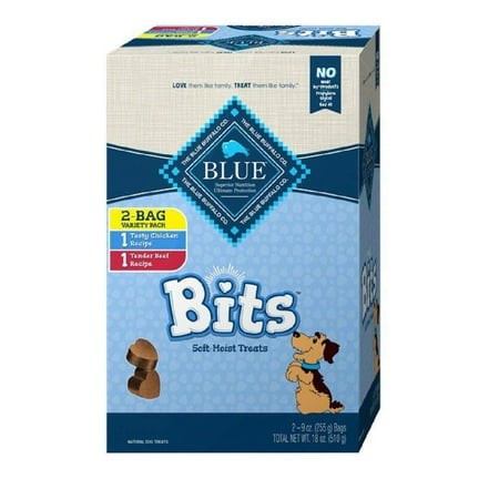 Blue Buffalo BlueEGSC Bits Natural Soft-Moist Training Dog Treats Variety Pack 2 Flavors ( 11 OZ Each Bag ) 22 OZ Total